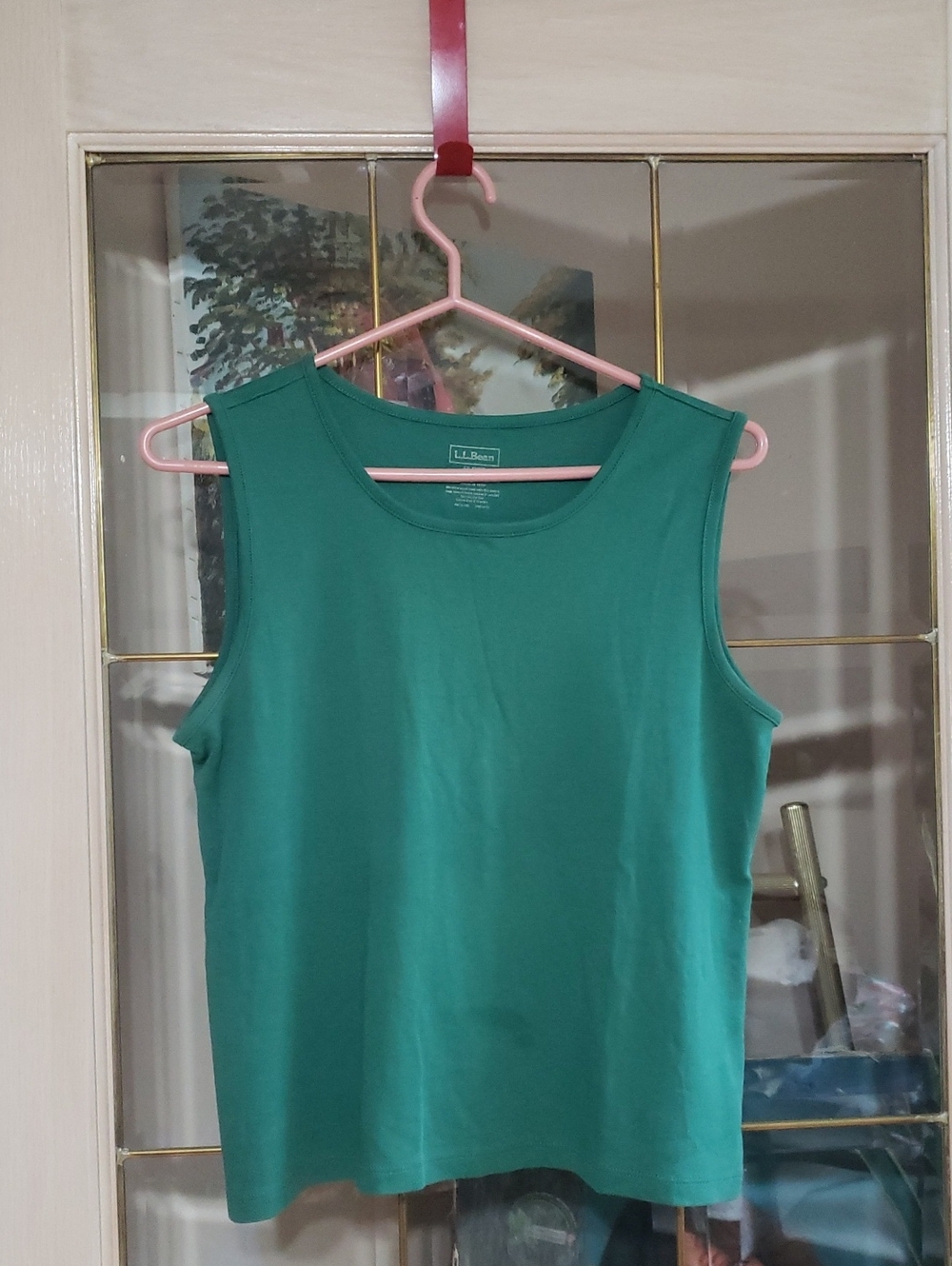 LL Bean Womens Green Sleeveless Round Neck Top Size Large,